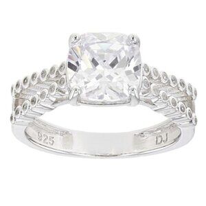 White Cubic Zirconia Rhodium Over Sterling Silver Ring 4.25ctw Size 8